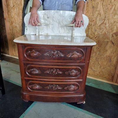 Victorian Marble top washstand w/backsplash 