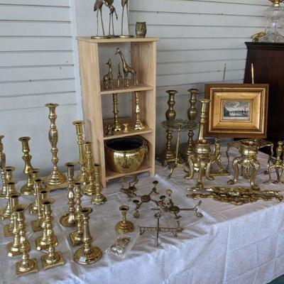Brass Bonanza candle sticks, figurines, and more.