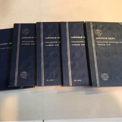 Five Partially Completed Coin Collection Books