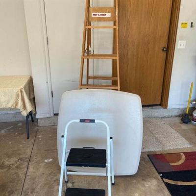 Step Stool, 68'' Ladder, and Card Table