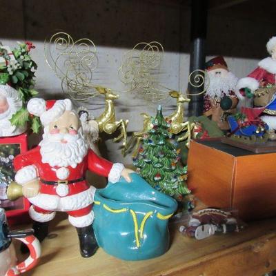 Vintage ceramic Christmas tree and ceramic Santa