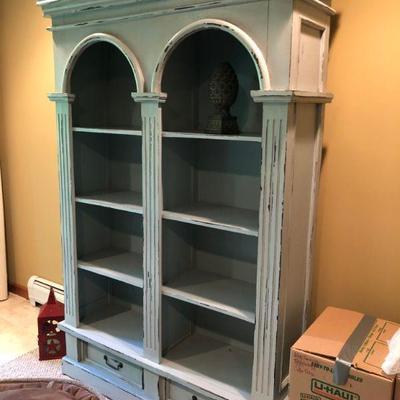 Light blue distressed bookcase 78.5x53.5x16     $600