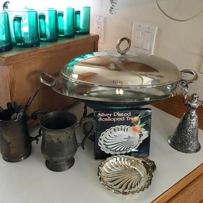 Metal serving dishes
