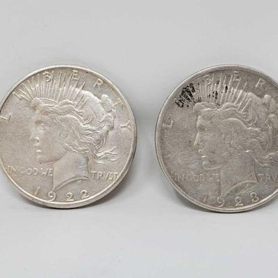 1030	

1923 and 1922 Sliver Peace Dollars
San Francisco and Denver Mint Marks