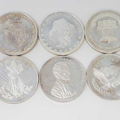 1044	

6 Fine Silver 1oz. Coins
6 Fine Silver 1oz. Coins
