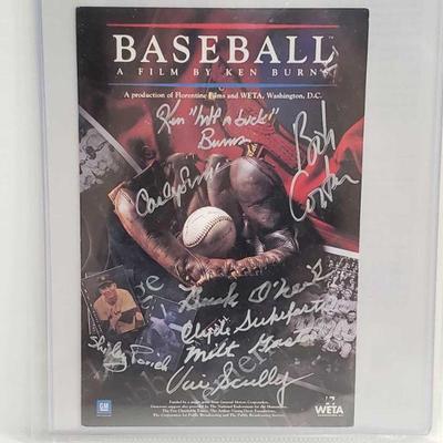 2314	

Multi Signed Baseball Postcard - COA
Signes By V. Scully, K. Burns, B. Costas, B. O'neil, M. Gaston, C. Simon, C. Sukeforth, And...