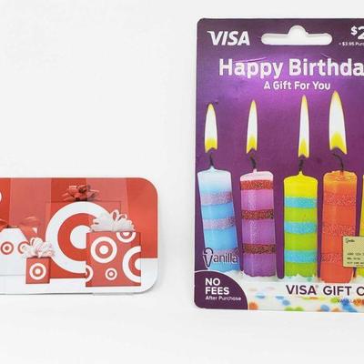 1178	

Target And Visa Gift Card
Target- $25 Visa- $25
OS20-012581.8 OS19-042622.27