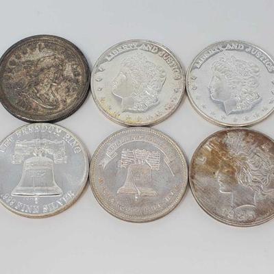 1045	

6 Fine Silver 1oz. Coins
6 Fine Silver 1 oz. Coins