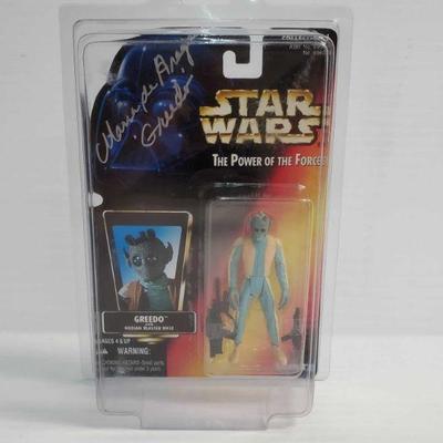 2065	

1996 Star Wars Greedo With Rodian Blaster Rifle
New In Box Appears To Be Signed

