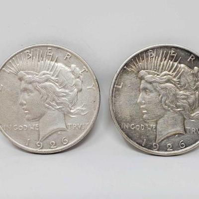 1034	

2 1926 Silver Peace Dollars
Denver Mint Marks