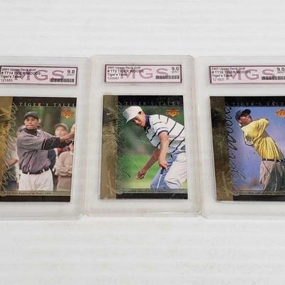 2373	

3 2001 Tiger Woods Trading Cards Graded
3 2001 Tiger Woods Trading Cards Graded