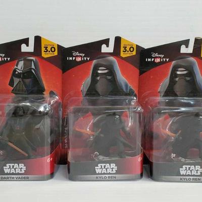 2110	

Darth Vader Disney Infinity Figurine And 2 Kylo Ren Disney Infinity Figurines - Factory Sealed
Factory Sealed