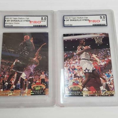 2338	

2 Shaquille O'Neal 1992-93 Pro Graded Basketball Cards
2 Shaquille O'Neal 1992-93 Pro Graded Basketball Cards