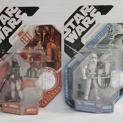 2103	

Star Wars Saga Legends Boba Fett and Signature Series Star Wars Storm Trooper Action Figures
Factory Sealed