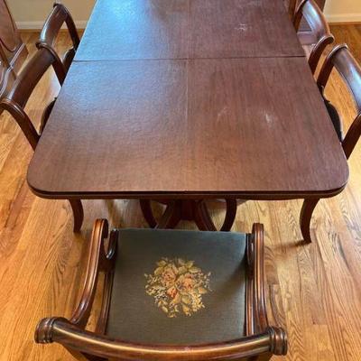 Beautiful Dining Table and 6 Needlepoint Chairs