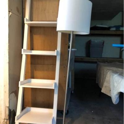 Compact Shelving Unit and Contemporary Floor Lamp