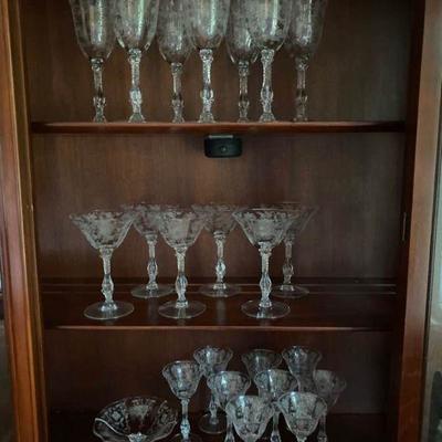 Set of Etched Glassware