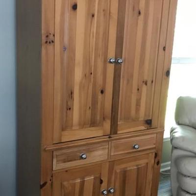 Pine armoire converted to a bar $379