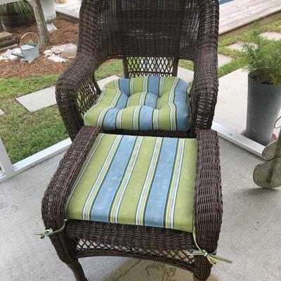 Wicker chair and ottoman $68