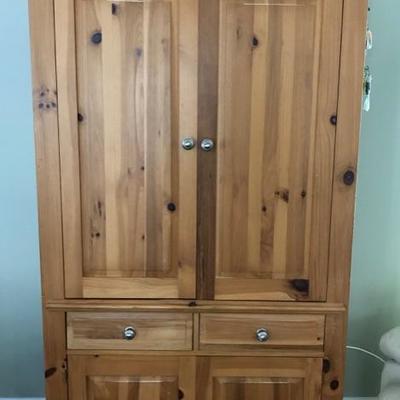 Pine armoire converted to a bar $379