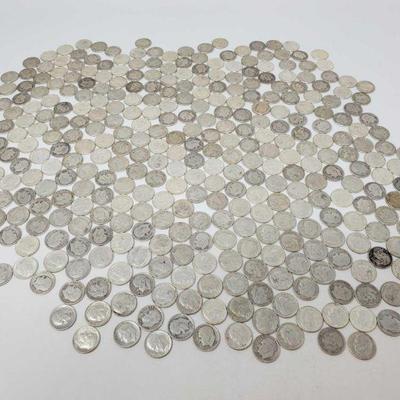 1010	
Approx 350 Pre 1964 Silver Dimes- 888.8g
Weighs Approx 888.8g