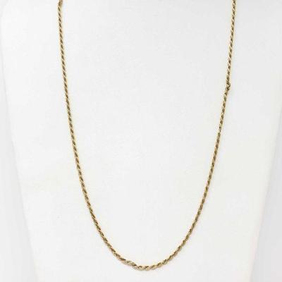 751	
14k Gold Rope Chain, 12.3g
Measure Approx . Weighs Approx 12.3g.
OS2O-004968.10. 2/4.