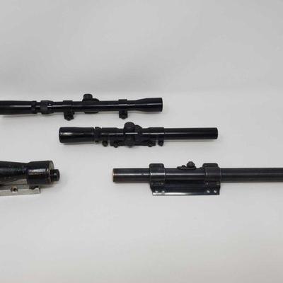 587	
3 Rifle Scope, and 1 Sight
Brands Include- Weaver, Kmart All-Pro, Tasco Sizes Include- 3-7Ã—20, 2Ã—15