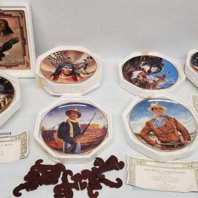 8313	
7 Collectors Western/Native American Plates
Includes Certificates of Authenticity for some and Stands