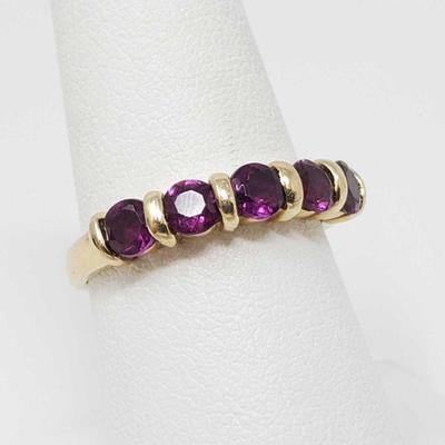 732: Amethyst and Gold Ring 