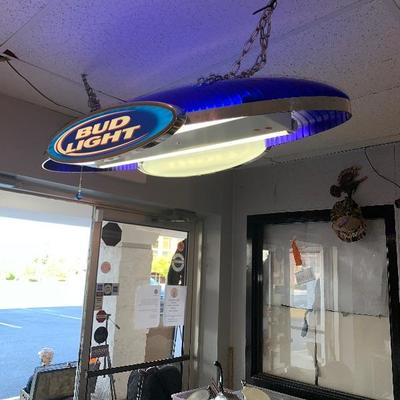 BUD LIGHT HANGING SIGN BEER SIGN, GREAT FOR OVER A POOL TABLE