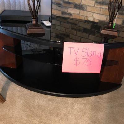 TV stand - smoked glass top - great condition - marked $75 in photo - will take $60