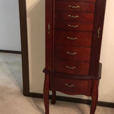 Jewelry Armoire - Cherrywood - would look great refinished! - $45