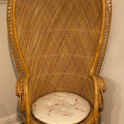 Vintage wicker throne chair 