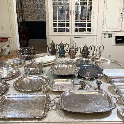 Sterling and silver plate serving pieces
