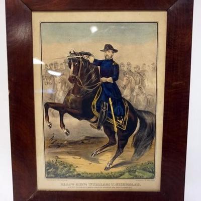 1072	CURRIER AND IVES PRINT *MAJ. GEN. WILLIAM T. SHERMAN*. 13 IN X 17 IN OVERALL. 
