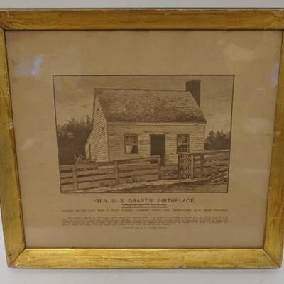 1078	CURRIER AND IVES PRINT *GEN. U. S. GRANT'S BIRTHPLACE*. 11 7/8 IN X 11 IN OVERALL.
