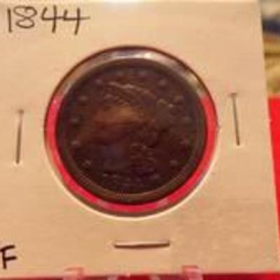 1844 LARGE CENT XF