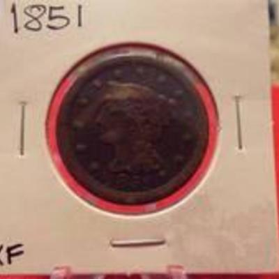 1851 LARGE CENT XF