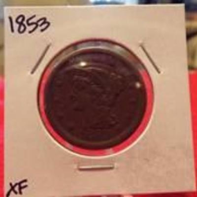 1853 LARGE CENT XF