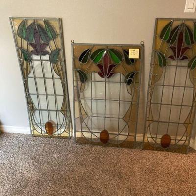3 matching stained glass windows