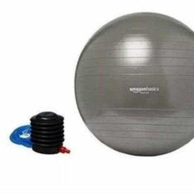 Amazonbasics Balance Ball With Foot Pump, 65cm, Grey