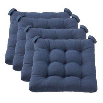 Mainstays Textured Chair Seat Pad (Chair Cushion), Navy Color, 4-Piece Set