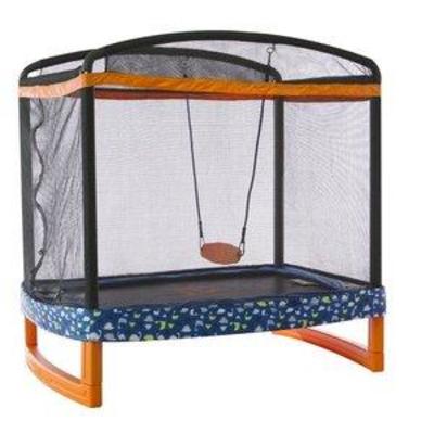 JUMP POWER 72 x 50 Rectangle IndoorOutdoor Trampoline & Safety Net Enclosure with Swing Combo-for Children & Toddlers