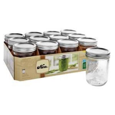 Kerr Glass Mason Jar With Lid & Band, Wide Mouth, 16 Ounces, 12 Count (4 cases)