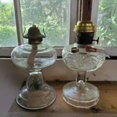 (2) Oil Lamps Missing Top Glass