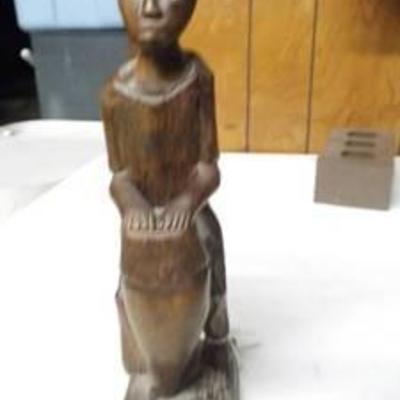 African drummer wood carving 10 tall