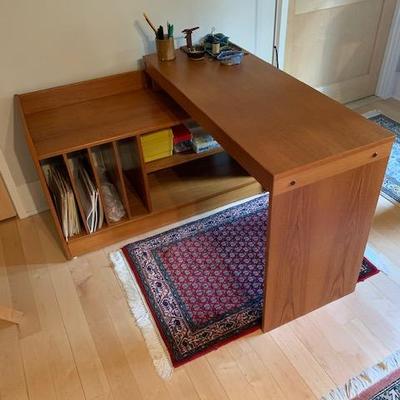HofD 2-Piece Teak Cantilever Style Desk with File Storage Area  $750