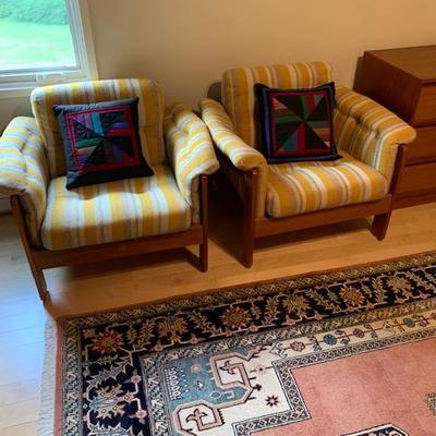 PAIR of HofD Upholstered and Teak (Matches Sofa) Arm Chairs 29