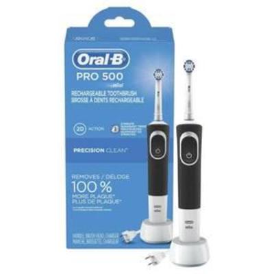 Oral-B Pro 500 Electric Power Rechargeable Toothbrush with Automatic Timer and Precision Clean Brush Head, Powered by Braun original...