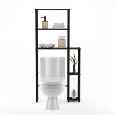 Furinno Turn-N-Tube Toilet Space Saver with 5 Shelves, EspressoBlack, 17050EXBK